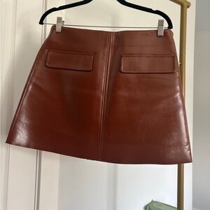 Commense Chestnut Leather Mini Skirt